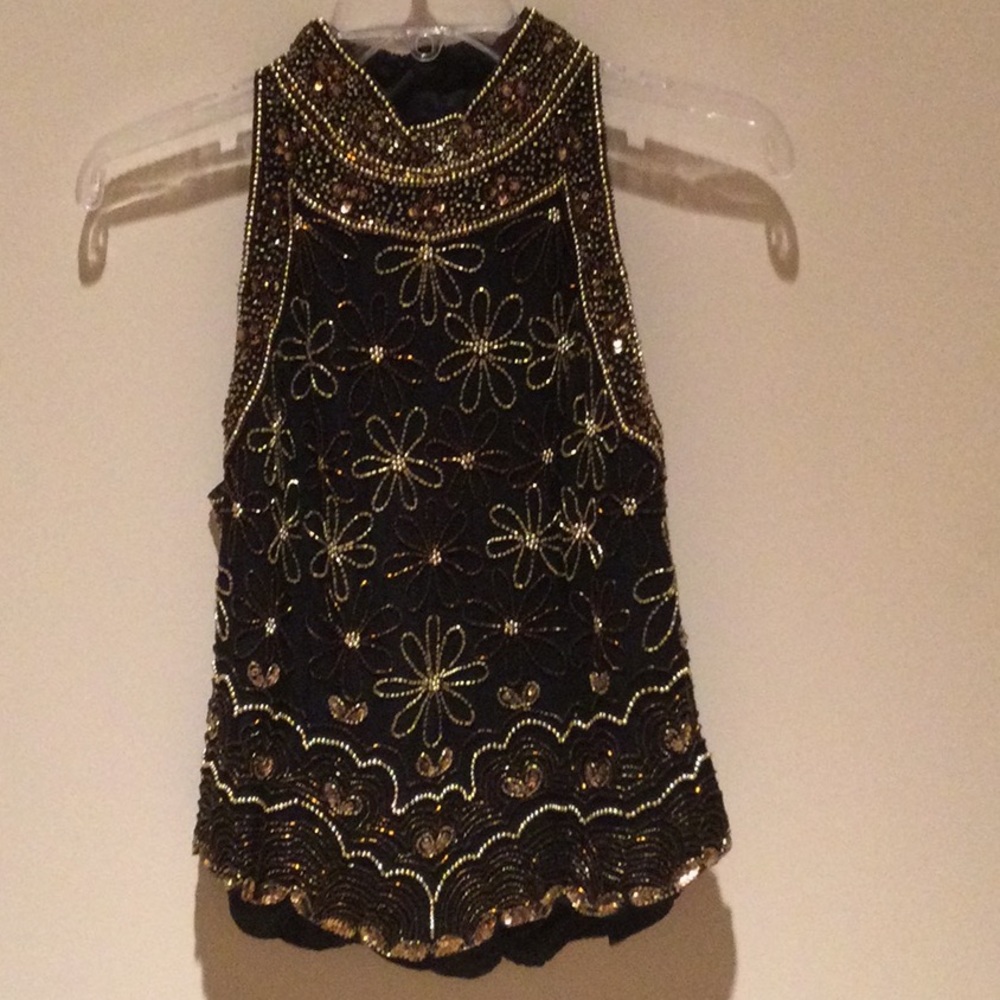 Silk Beaded Top by Papell Boutique Evening